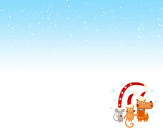 Cartoon cat dog snow red 3 - ribbon free wallpaper for desktop