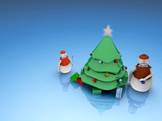 Christmas tree presents snowman blue - a christmas tree free wallpaper for desktop