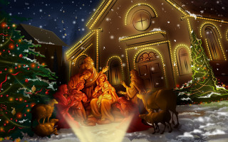 Christmas nativity church tree star 4 - free christmas wallpaper