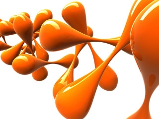 Orange liquid drops white background 3 - an abstract sculpture free wallpaper