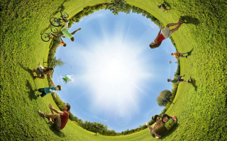 People grass circle sky sun 2 - fisheye len free wallpaper for desktop