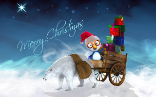 Polar bear cart presents penguin - aaa game free wallpaper