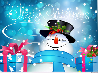 Snowman hat scarf presents merry - a merry christmas free wallpaper