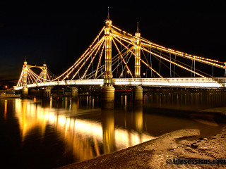 Lit bridge night reflection people - the bridge free wallpaper