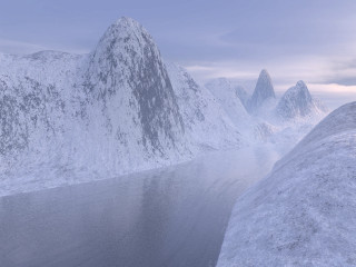 Snow covered mountain range water 2 - a few snow covered mountains free wallpaper