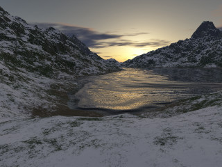 Snowy mountain water sunset clouds - bedwyr williams free wallpaper