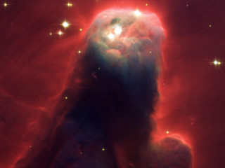 Large star cluster bright red - nebula free wallpaper