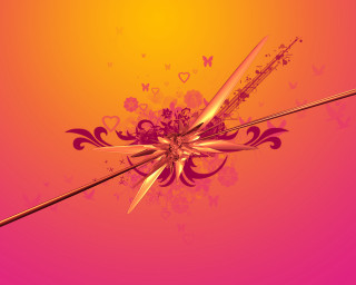 Pink yellow background flower scissors - the middle of the image free wallpaper for desktop