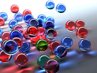 Colorful balls floating white surface - center free wallpaper