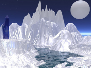 Mountain lake icebergs moon background 2 - image of a mountain range free wallpaper