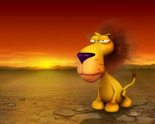 Cartoon lion big mane big - a big smile free wallpaper