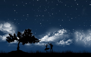 Couple tree night sky stars 2 - a couple of people free wallpaper