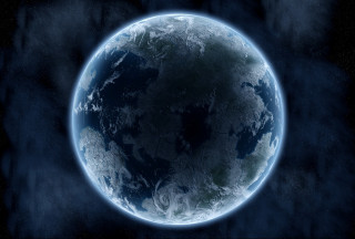 Blue planet dark background center - a blue glow free wallpaper for desktop