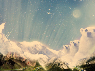 Polar bear mountain stars night 2 - a polar bear free wallpaper