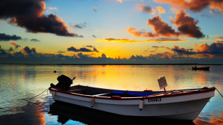 Boat sunset water sky clouds 4 - beautiful scenery free wallpaper for desktop