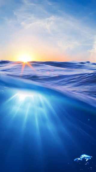 Blue ocean sun shining clouds - a blue ocean free wallpaper for mobile
