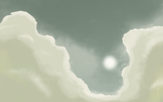 Green sky white clouds sun - matte painting free wallpaper