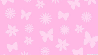 Pink background white butterflies flowers - a minimalist painting free wallpaper for desktop
