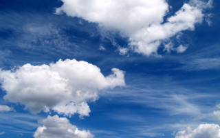 Blue sky white clouds plane 4 - a few cloud free wallpaper for desktop