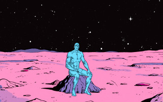 Man sitting rock field stars - dave gibbons free wallpaper