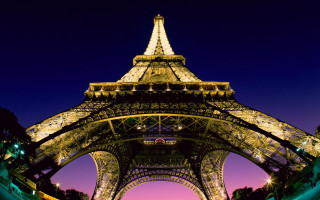 Eiffel tower pink sky blue 2 - a blue sky in the foreground free wallpaper