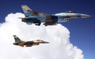 Military jets flying sky clouds 2 - two military jet free wallpaper