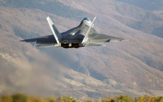 Fighter jet flying forest mountains 3 - 100mm free wallpaper