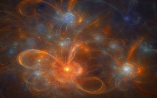 Bright orange center blue yellow - an abstract painting free wallpaper for desktop