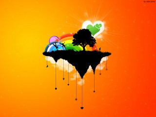 Colorful background tree rainbow hill 2 - surreal design free wallpaper for desktop