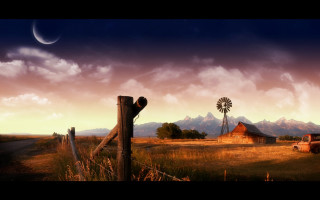 Farm windmill barn sunset full - a farm free wallpaper