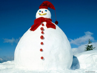 Snowman red hat scarf winter - a snowman free wallpaper