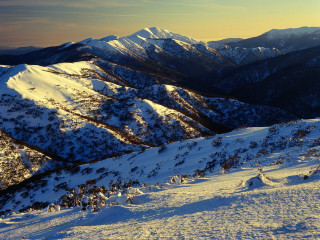 Skier snowy mountain sunset murata - ski free wallpaper