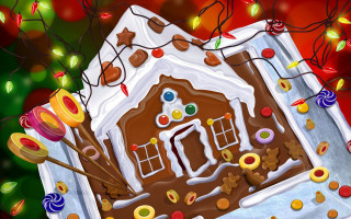 Gingerbread house candy table christmas - decoration free wallpaper