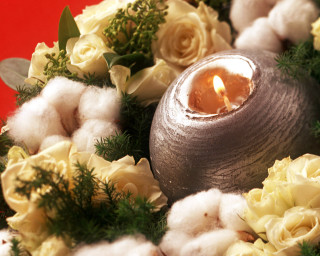 Silver vase candle flowers cotton 3 - a candle free wallpaper
