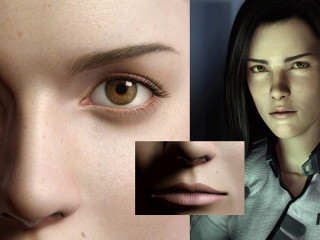 Futuristic woman face eyes portrait - shaded free wallpaper for desktop