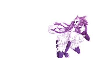 Girl flying gothic purple fox - long hair and a dress free wallpaper