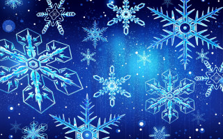 Blue snowflakes christmas night moon 2 - folk art free wallpaper