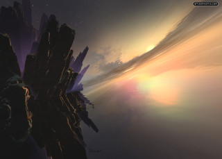 Sunset clouds sunbeam background computer - matte painting concept art free wallpaper for desktop