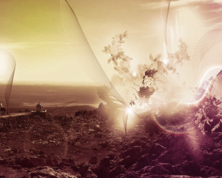 Landscape person walking path hill 3 - abstract free wallpaper for desktop