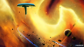 Space station colorful sky planets - planet free wallpaper