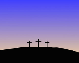 Three crosses hill purple sky - a purple sky in the background free wallpaper for desktop