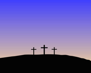 Three crosses hill purple sky 3 - a purple sky in the background free wallpaper for desktop
