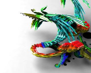 Colorful sculpture bird wings legs - a black circle free wallpaper