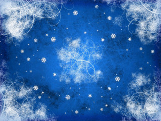 Blue background snowflakes stars sky - computer art free wallpaper for desktop