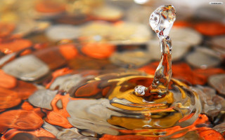 Colorful surface water drop orange - a drop of water free wallpaper for desktop