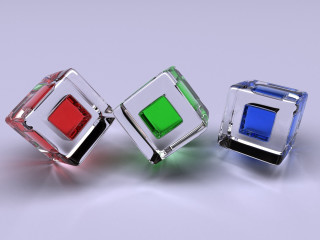 Three colored glass cubes table - ernő rubik free wallpaper