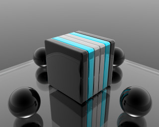 Black blue object reflection floor 2 - a black ball free wallpaper for desktop