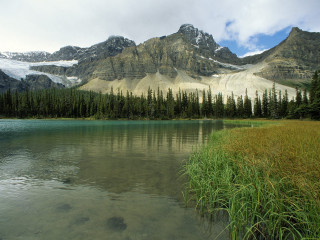 Lake mountains trees sky clouds 13 - mountain and trees free wallpaper