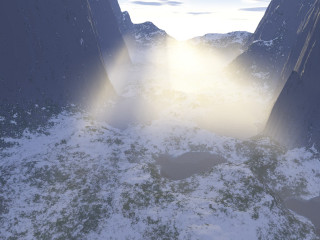 Large snowy mountain bright light - volumetric lighting free wallpaper for desktop