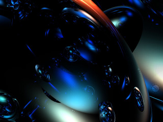 Blue orange object black background - fractal free wallpaper
